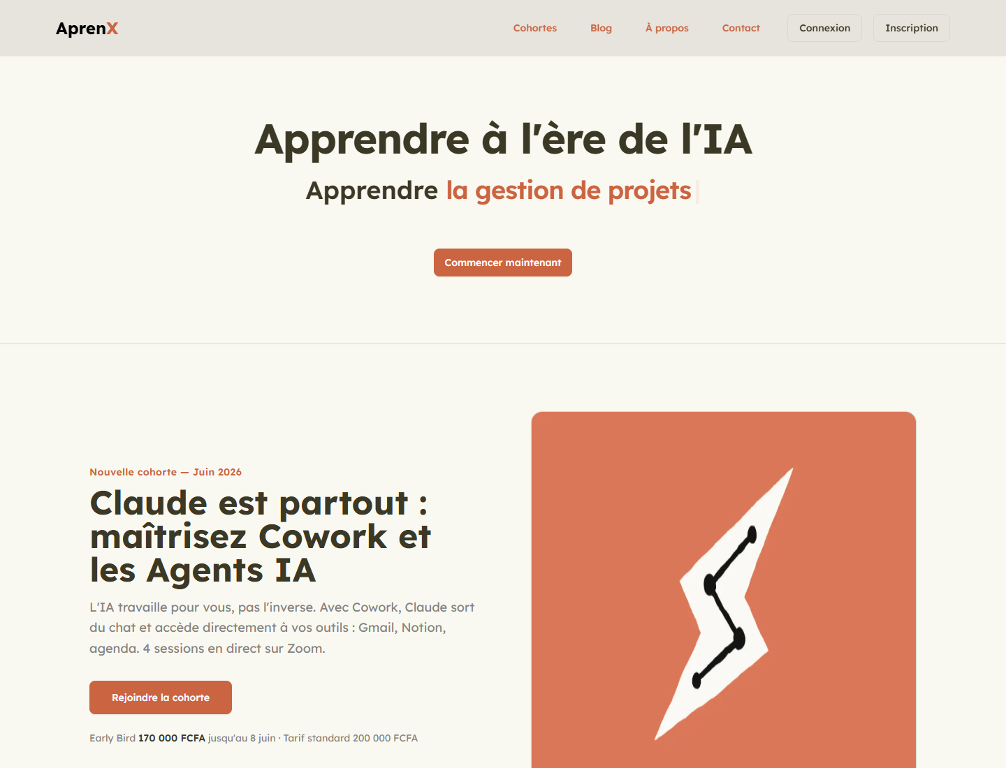 AprenX homepage screenshot